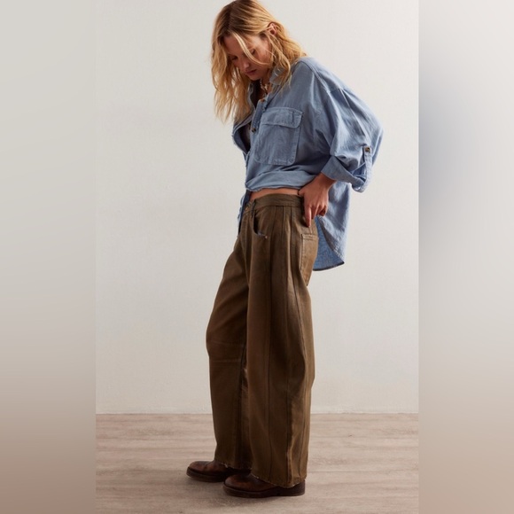 NWT We The Free Good Luck Barrel Coated Jeans 27 New Moon Brown - Picture 4 of 12